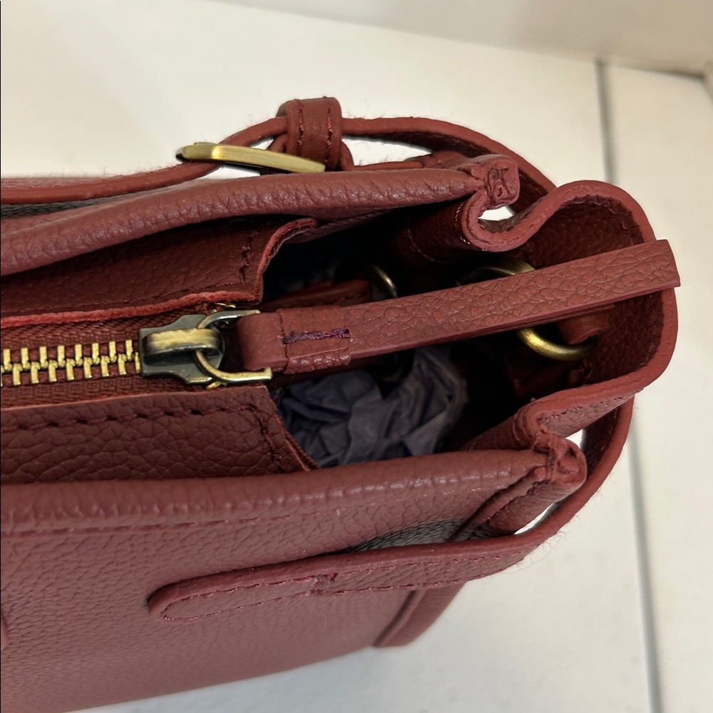 Elegant Cognac Brown Authentic Leather Tote Bag Doctor Bag - Picture 4 of 10